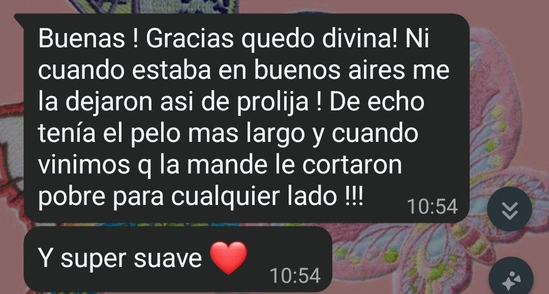 Captura de mensaje de clienta agradeciendo por el resultado del servicio